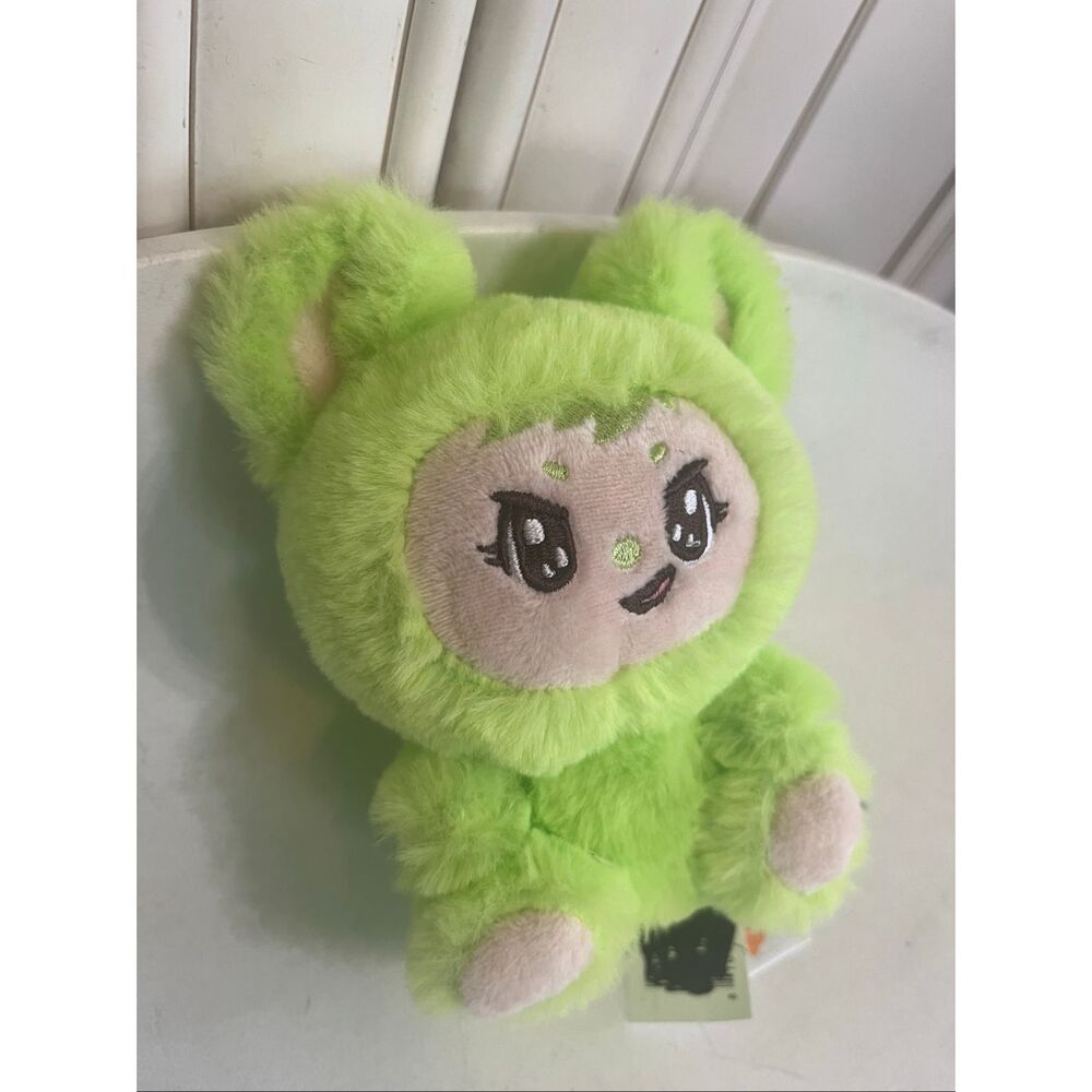 LaBabies Zuzu Spring Monster Clip Plush Toy Stuffed Animal Lime Green Tan NWOT